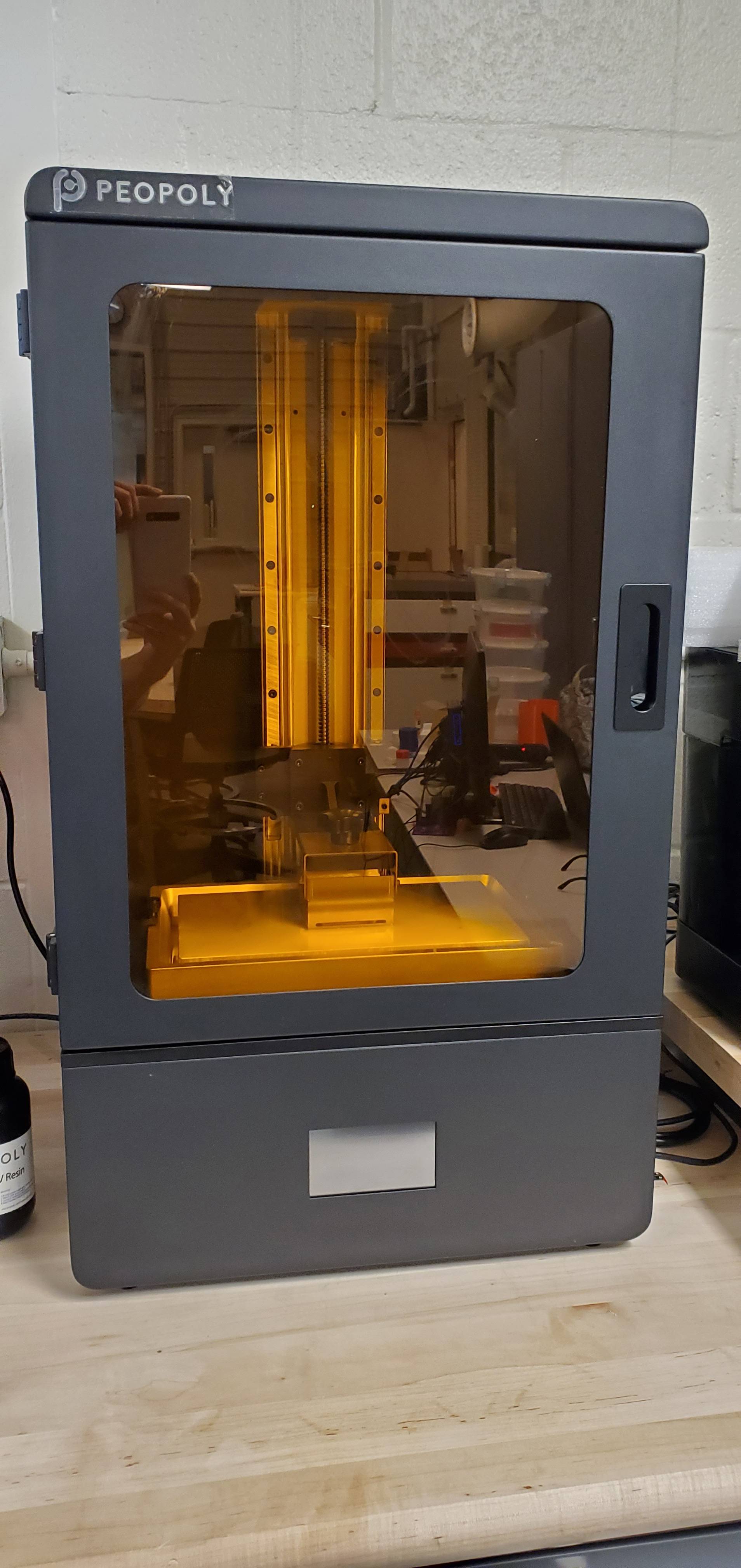 SLA resin 3D printer in the rapid prototyping lab